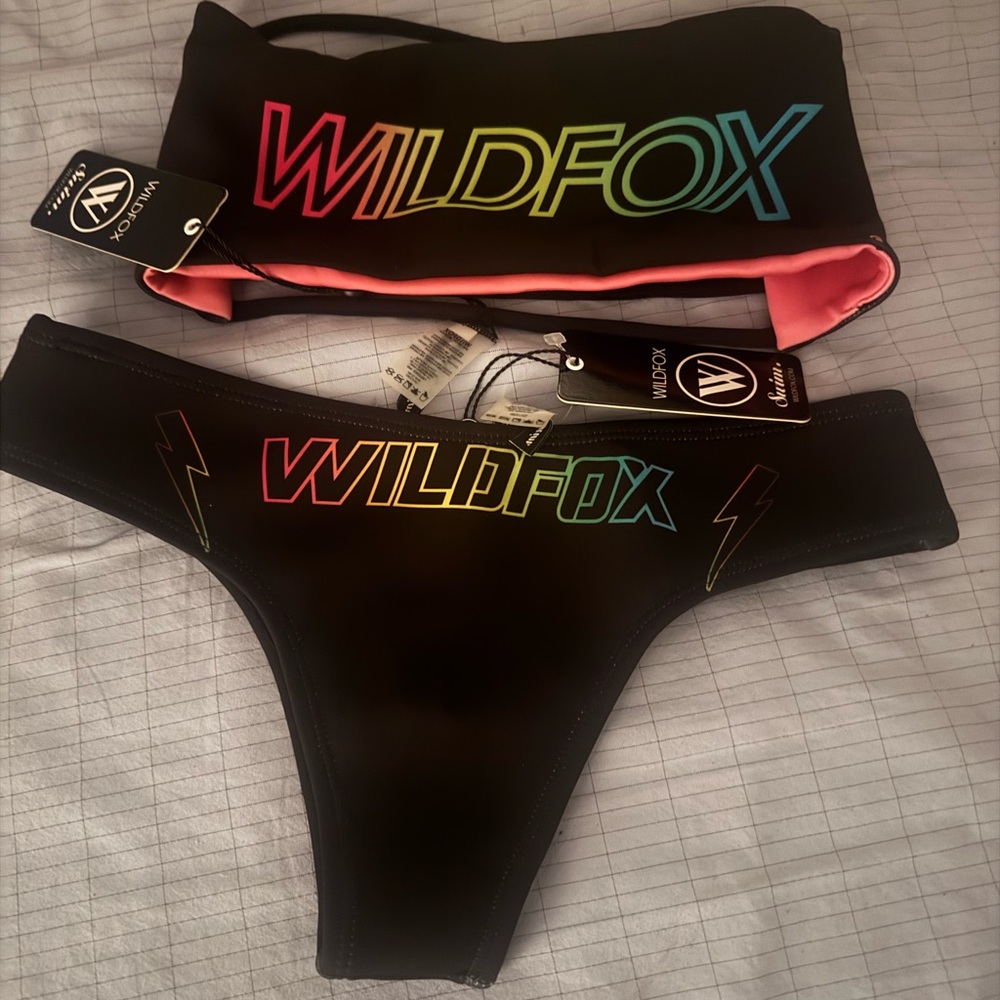 Wildfox Pink and Black Bikini Set